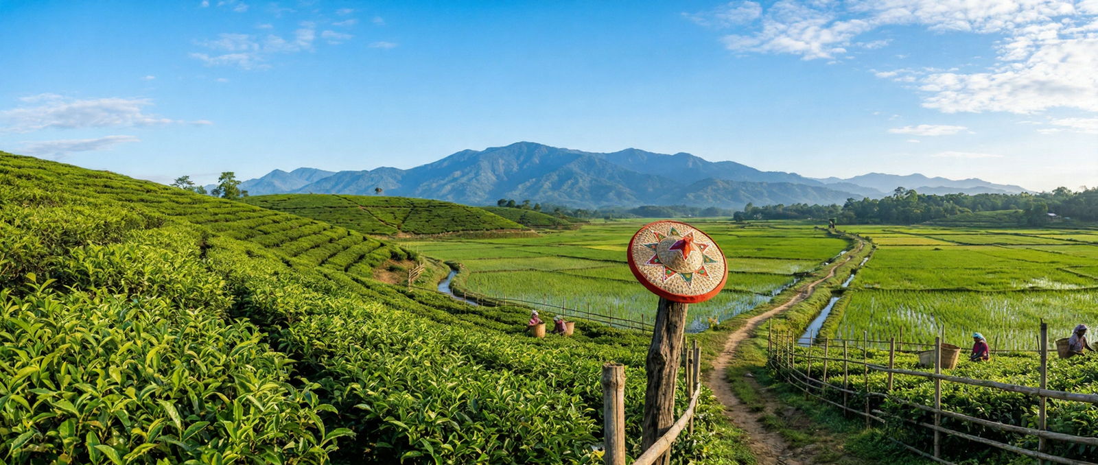 Agricultural fields and farming landscape in India
